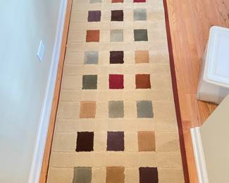 Runner w/multi-color squares, 7'8" x 30"W,   was $75, NOW $58
