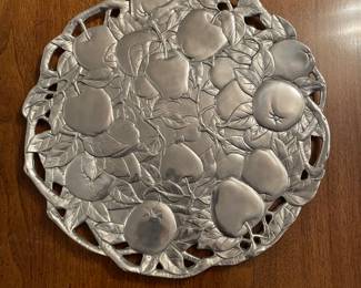 Arthur Court round silver apple tray, 12" D,  was $20, NOW $14