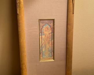 Alphonse Mucha (1860 - 1939), Framed Lithographs Art Nouveau Woman, 6 x 2 matte, 17.5" x 8.75" outside frame, was $150, NOW $99