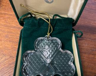 Waterford Crystal Celtic Traditions Shamrock Ornament w/Case and Box,  was $40, NOW $28