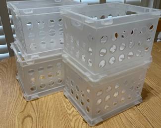 Plastic storage bins, 6 available, was $2 each, NOW $1 each