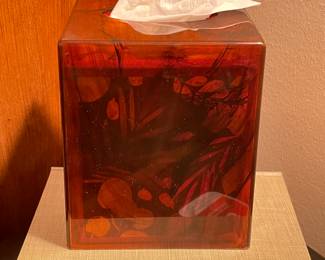 Swirled resin amber tissue cover box,$12