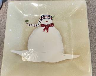 Snowman square plate,  was $4, NOW $3