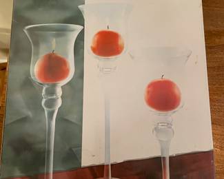 3 glass long stem  candle holders,  was $12, NOW $9