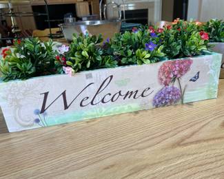 Welcome Box with 4 floral pots, 2 available, 15" x 4.5"D x 3.5"H,  was $14 each, NOW $10 each