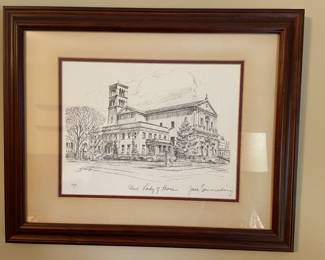 Jack Simmerlings, "Our Lady of Peace" church  drawing,  AP (Artist Proof),  was $225, NOW $175