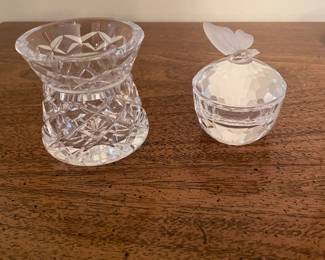 Waterford Crystal Glendore Toothpick Holder, was $20, NOW $10. Swarovski Crystal butterfly trinket box (one wing missing),  was $20, NOW $10