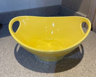 Matceramica yellow ceramic bowl with handles, 10 3/4" L x 9-1/2” W,  $20