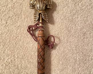 Vintage Brass Knight Handle Wooden Shoe Horn, $32
