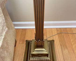 Closeup view of base of brass lamp ~