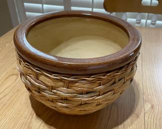 Wicker ceramic garden pot,  was $10, NOW $7