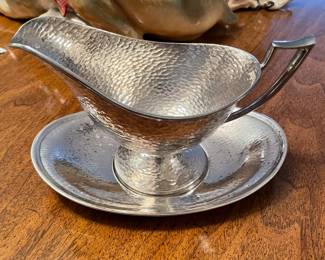 Hammered silver plate gravy boat & saucer, was $24, NOW $15