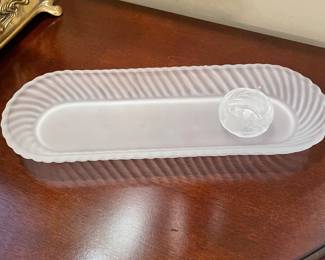 VTG ribbed frosted glass vanity set, was $14, NOW $12