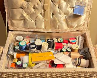 Additional view of Vintage Wicker Sewing Basket with Notions,  was $24, NOW $15