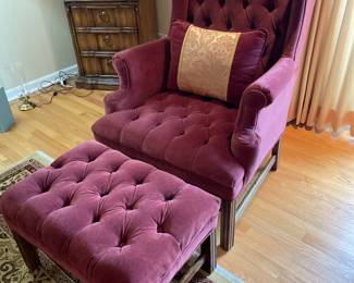 Tufted Arm Chair & Ottoman, 44"H x 32"W x 32"D,  was $375, NOW $225
