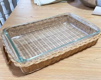 Pyrex & casserole wicker basket w/handles,  11" x 7",  was $12, NOW $7
