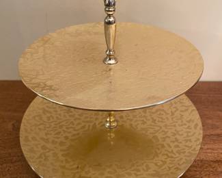2 tier gold tray,  was $18, NOW $12