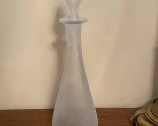 VTG glass frosted bottle w/stopper, 15"H,  was $28, NOW $18