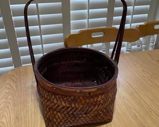 Brown basket w/handle, 9"D x 12"H, was $12, NOW $9