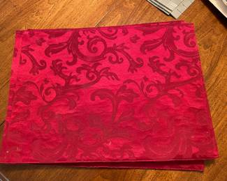 Set of 11 red scrolled placemats,  was $14, NOW $9