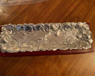 Arthur Court long oblong silver apple tray, 19" x 6", was $20, NOW $14