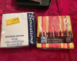 Two Packs of White & Striped Napkins,  $3