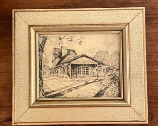 Jack Simmerling The Rock Island Station at 111th St & Hale Ave, Approx 9" x 9",  was $150, NOW $95