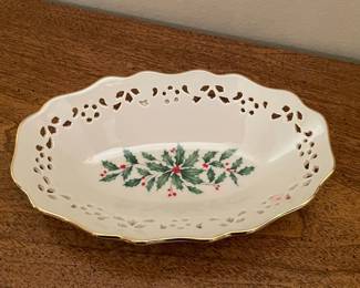 Lenox pierced oval Holiday bowl, 8"L,  was $15, NOW $10
