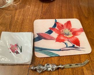 Hostess set, cutting board, knife and embroidered napkins,  was $14, NOW $10
