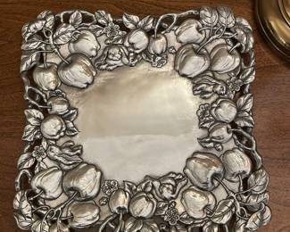Arthur Court Silver square plate with apple motif,  12" x 12",  was $18, NOW $10
