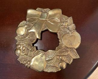 Vintage Christmas Holiday Wreath Trivet 7" Fruits and Bow,  was $12, NOW $9
