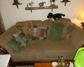 Nice wood trimmed loveseat