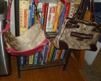 2 coach bags & cookbooks