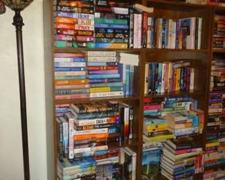 books & art glass lamp