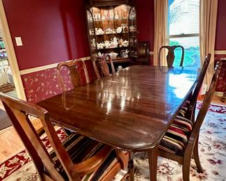 Beautiful Dining Room:  Harden Table and Chairs, Harden Corner Breakfront, Morganton Collection Buffet Server and Beautiful Rug that ties it all together.