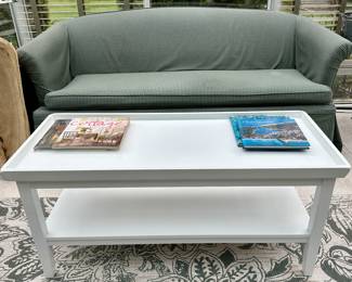 Sunroom Sofa and White Classic 2 Tier Coffe Table