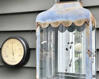 Outside Thermometer and Glass/metal Candle Holder