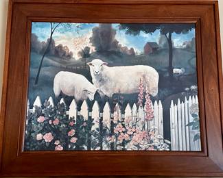 Another Sheep Painting by EFG (Elizabeth F. Gilroy). Print on Board with Solid Wood Frame.