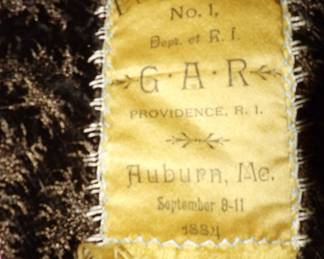 Sewn in tag on the crazy quilt table cover