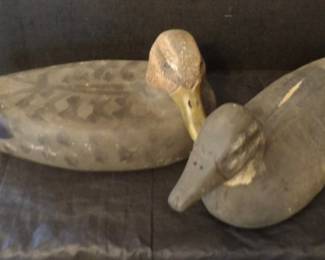 Two Maine Folk Art Hand Carved Decoys