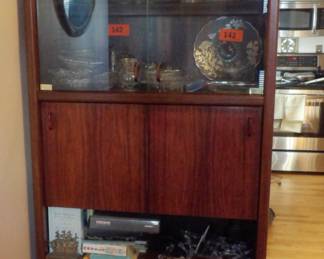 Zebra Wood Secretary China Cabinet With Fold Down Lid