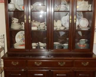 Ethan Allen Mahogany Four Door Bubble Glass Breakfront
