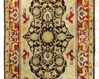 Rare Silk Naine Persian Oriental Scatter Carpet