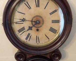 EN Welch Figure Eight Time Only Walnut And Rosewood Hanging Wall Clock