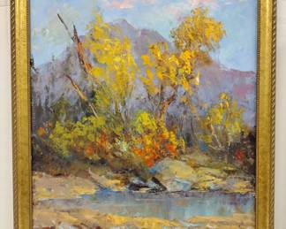 FRED OLDFIELD LANDSCAPE PAINTING ON CANVAS