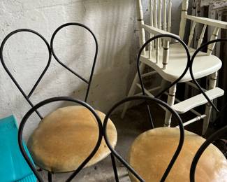Wrought iron chairs, old. 