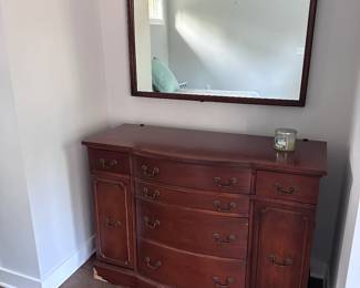 $150 -Antique Mahogany dresser & mirror 
48”w x 35” h  x 19 3/4”d
$150