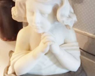 SOLID marble " Girl Praying" on it's plinth.