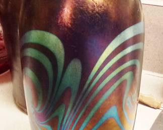 iridescent lustre art glass vase