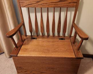 Oak storage bench